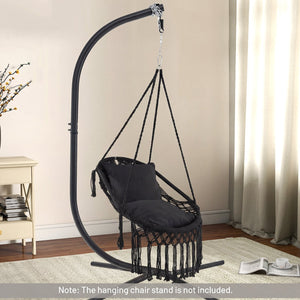 Hanging Hammock Chair with Soft Seat Cushions and Sturdy Rope Chain-Black view 3