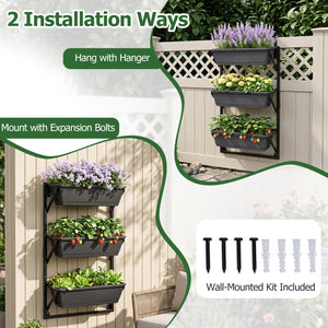 Hanging Vertical Planter Wall-mounted Adjustable with Detachable Hooks-Black view 6