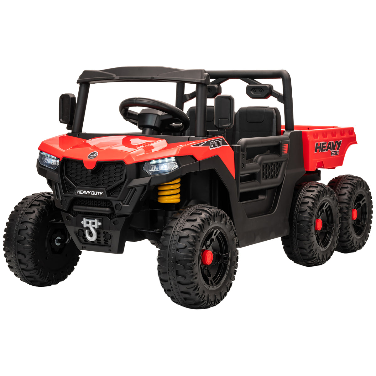 Qaba 24V 4WD Kids Ride On Truck with 6 Wheels Electric Ride On Car with Remote, Dump Bed for 3-8 Years