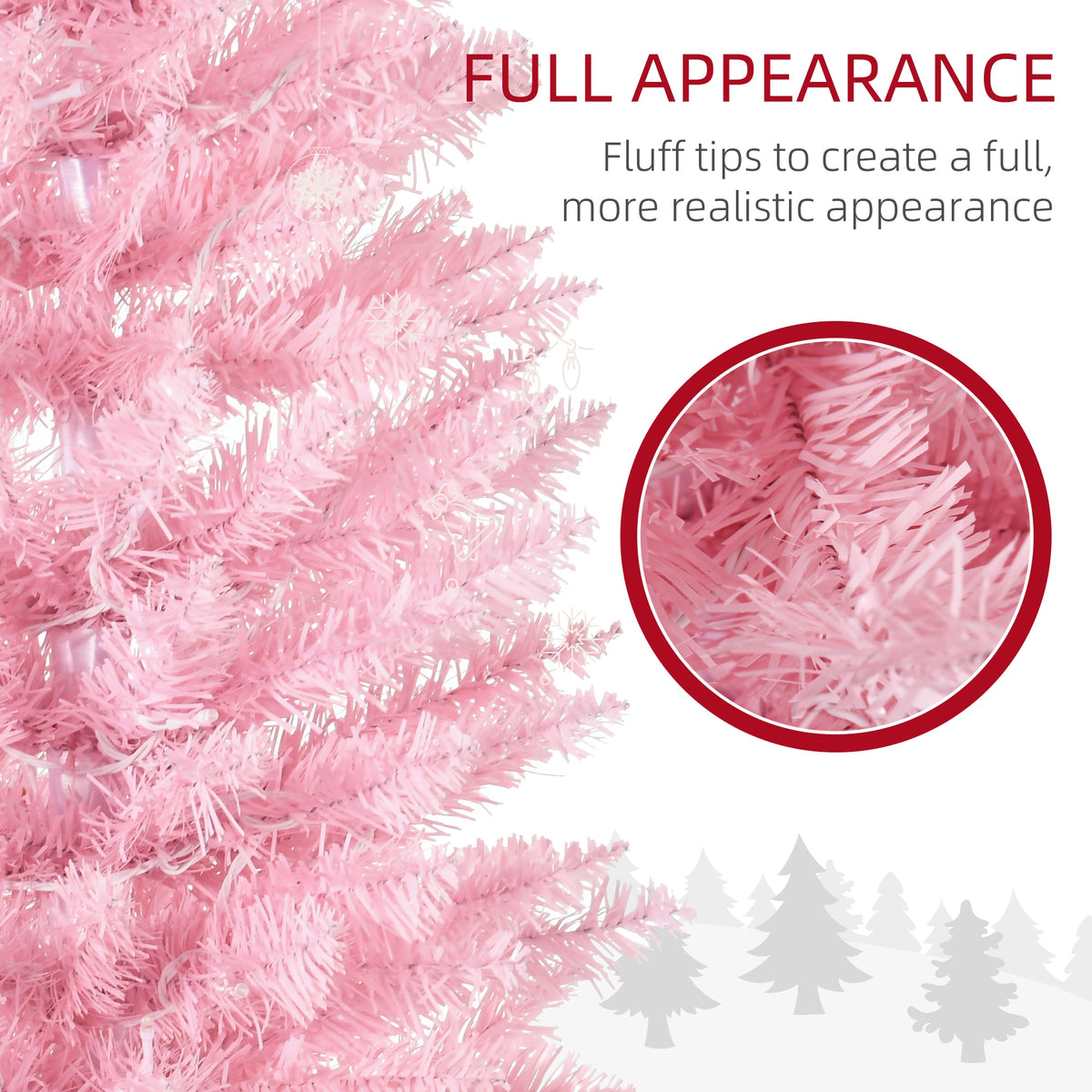 6' Pre Lit Artificial Pencil Christmas Trees, Xmas Tree with Realistic Branches and Warm White LED Lights – view 33