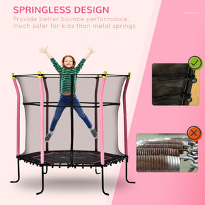 Soozier 63" Kids Trampoline Mini Indoor Bouncer Jumper with Enclosure Net Elastic Thick Padded Pole Gift for Child Toddler Age 3-6 Years Old