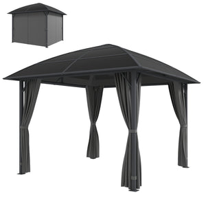 10' x 10' Outdoor Hardtop Gazebo Canopy with UV60+ Polycarbonate Roof, Steel Frame, Central Hook, Curtains – view 15