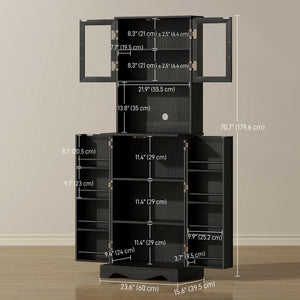 71" Kitchen Pantry Cabinet, Freestanding Kitchen Hutch with 8 Door Shelves – view 2