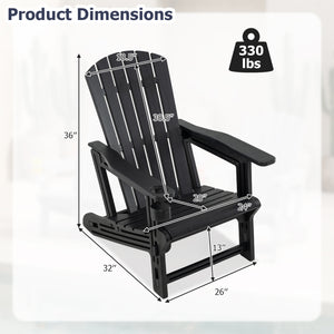 HDPE Adirondack Chair with Cup Holder and Wood-Like Texture High Back for Garden-Black view 5