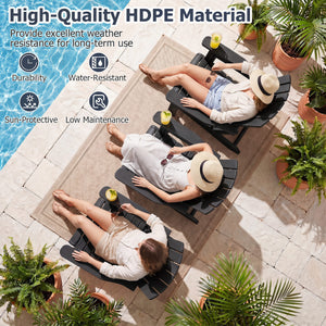 HDPE Adirondack Chair with Cup Holder and Wood-Like Texture High Back for Garden-Black view 6