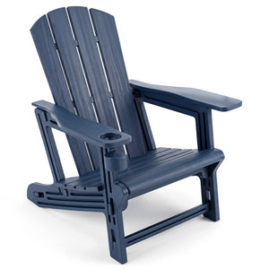 HDPE Adirondack Chairs with Realistic Wood Grain for Backyard Lawn-Blue
