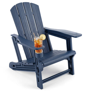 HDPE Adirondack Chairs with Realistic Wood Grain for Backyard Lawn-Blue view 4