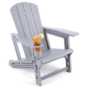 HDPE Adirondack Chairs with Realistic Wood Grain for Backyard Lawn-Gray