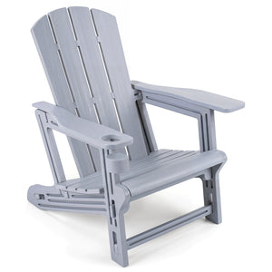 HDPE Adirondack Chairs with Realistic Wood Grain for Backyard Lawn-Gray view 4