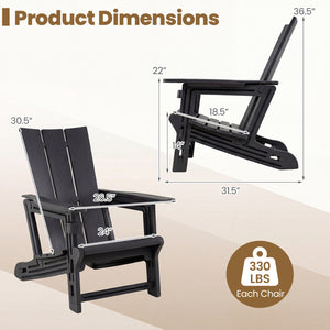 HDPE Outdoor Adirondack Chairs with Cup Holder-Black view 5