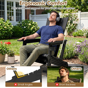 HDPE Outdoor Adirondack Chairs with Cup Holder-Black view 6