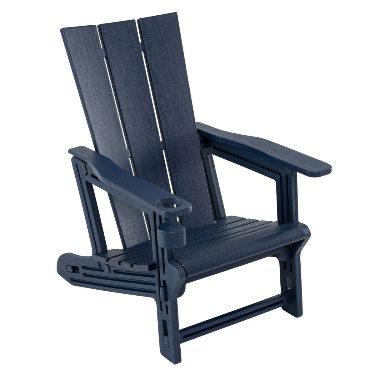 HDPE Outdoor Adirondack Chairs with Cup Holder-Blue view 3