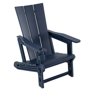 HDPE Outdoor Adirondack Chairs with Cup Holder-Blue view 3