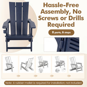 HDPE Outdoor Adirondack Chairs with Cup Holder-Blue view 6