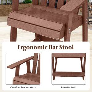 HDPE Patio Chair with Armrest and Footrest for Indoor Outdoor-Coffee view 7