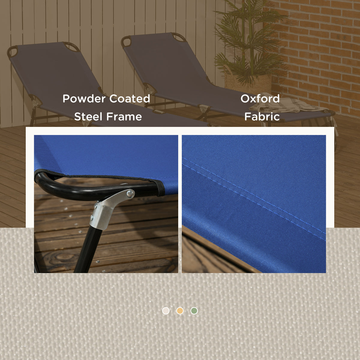 Set of 2 Folding Outdoor Lounge Chair, Sun Tanning Chairs with Reclining Back – view 12