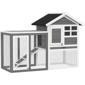 48" Weatherproof Wooden Rabbit Hutch Bunny Cage Small Animal House with Slant Roof And Screened Outdoor – view 2