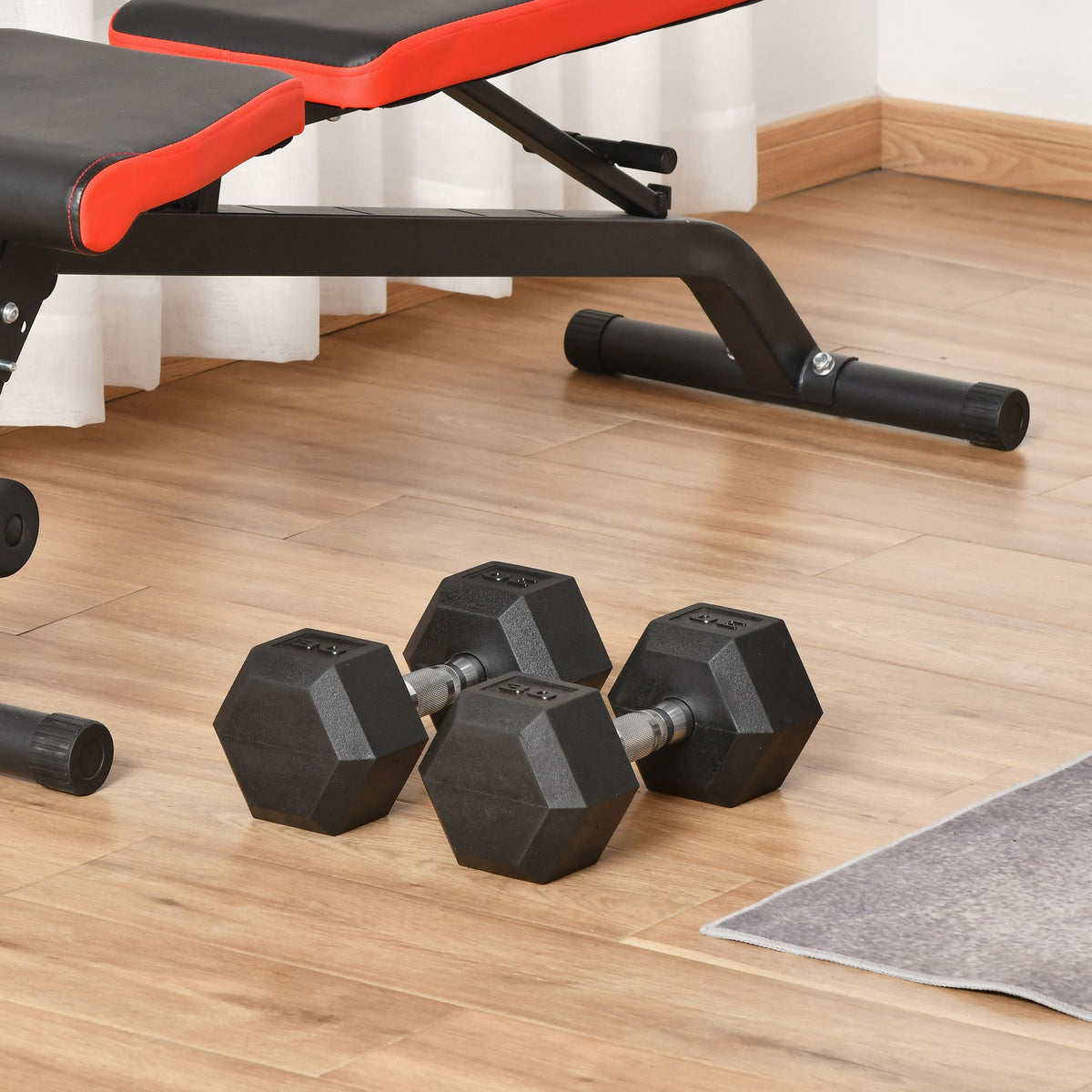 Soozier 2 x 10lbs Rubber Dumbbells Weight Set, Dumbbell Hand Weight for Body Fitness Training for Home Office Gym
