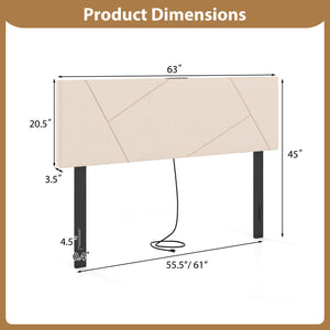 Headboard for Full Size Bed and Queen Geometric Upholstered Head Board-Beige view 5