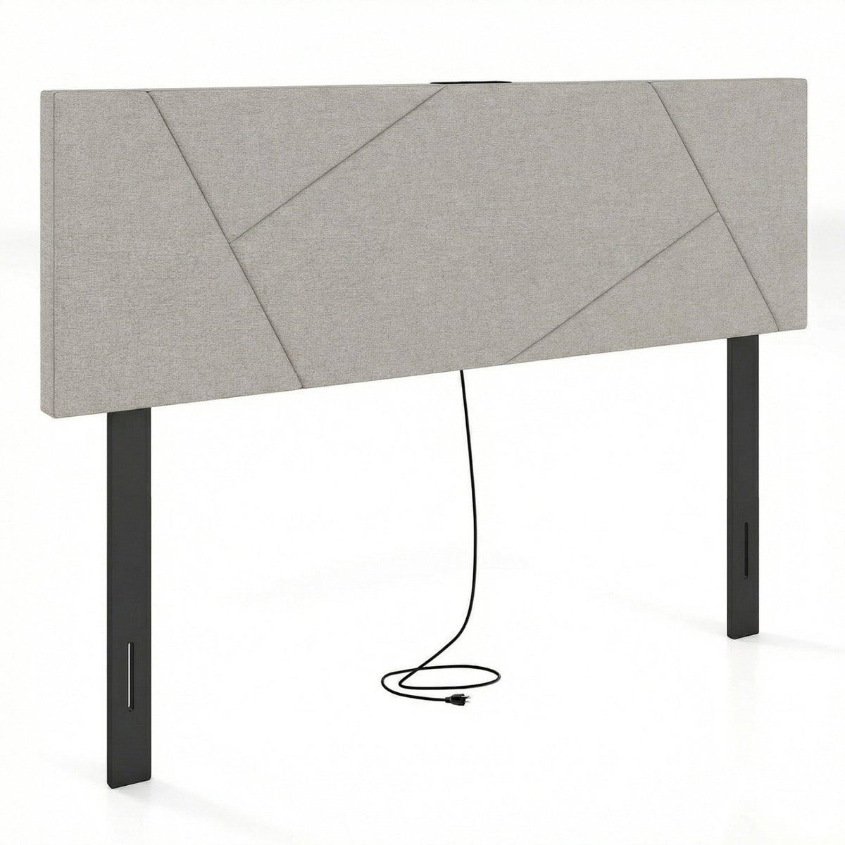 Headboard for Full Size Bed and Queen Geometric Upholstered Head Board-Gray