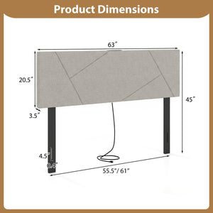 Headboard for Full Size Bed and Queen Geometric Upholstered Head Board-Gray view 5
