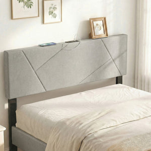 Headboard for Full Size Bed and Queen Geometric Upholstered Head Board-Gray view 6