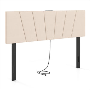 Headboard for Queen and Full Size Bed Geometric Upholstered Head Board-Beige