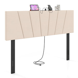 Headboard for Queen and Full Size Bed Geometric Upholstered Head Board-Beige view 4
