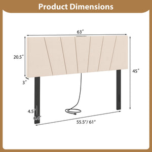 Headboard for Queen and Full Size Bed Geometric Upholstered Head Board-Beige view 5