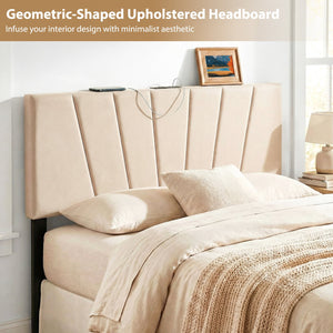 Headboard for Queen and Full Size Bed Geometric Upholstered Head Board-Beige view 8