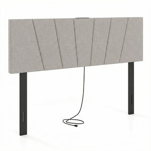 Headboard for Queen and Full Size Bed Geometric Upholstered Head Board-Gray