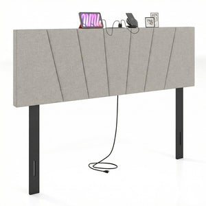 Headboard for Queen and Full Size Bed Geometric Upholstered Head Board-Gray view 4