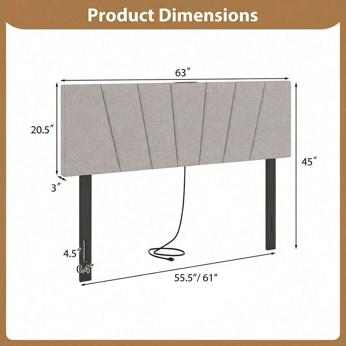 Headboard for Queen and Full Size Bed Geometric Upholstered Head Board-Gray view 5