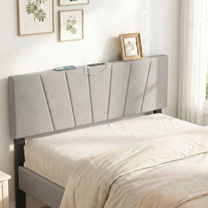 Headboard for Queen and Full Size Bed Geometric Upholstered Head Board-Gray view 6
