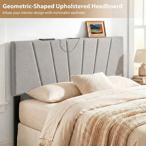 Headboard for Queen and Full Size Bed Geometric Upholstered Head Board-Gray view 8