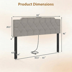 Headboard for Queen and Full Size Bed Rivet Tufted Upholstered Head Board-Gray view 5