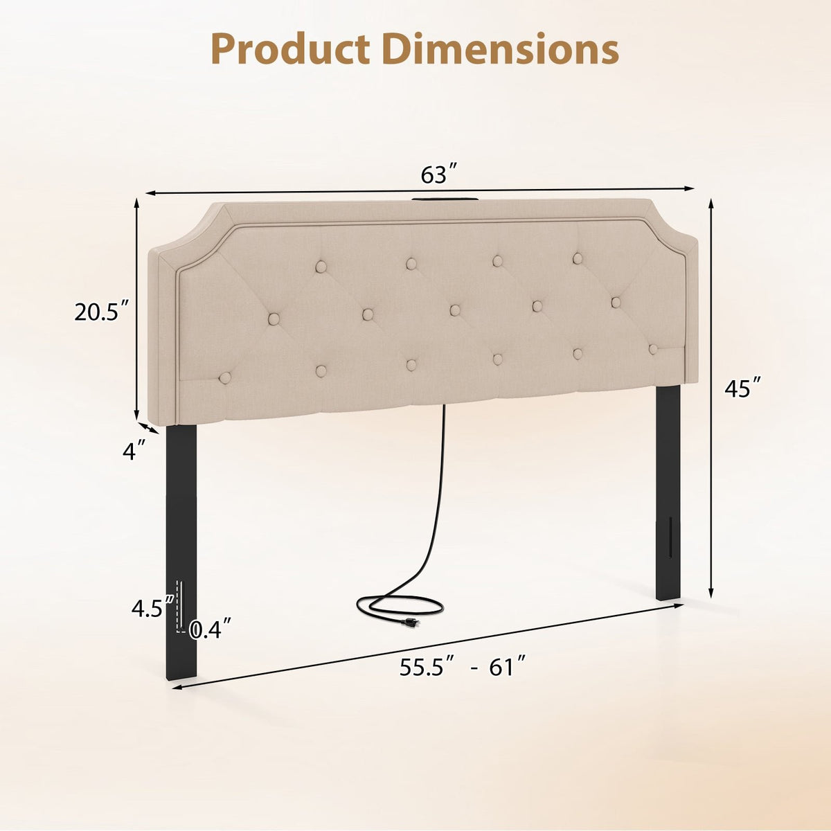 Headboard for Queen and Full Size Bed Tufted Upholstered Head Board-Beige view 5