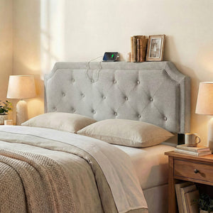 Headboard for Queen and Full Size Bed Tufted Upholstered Head Board-Gray view 3