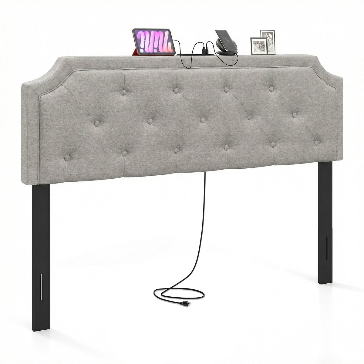 Headboard for Queen and Full Size Bed Tufted Upholstered Head Board-Gray view 4
