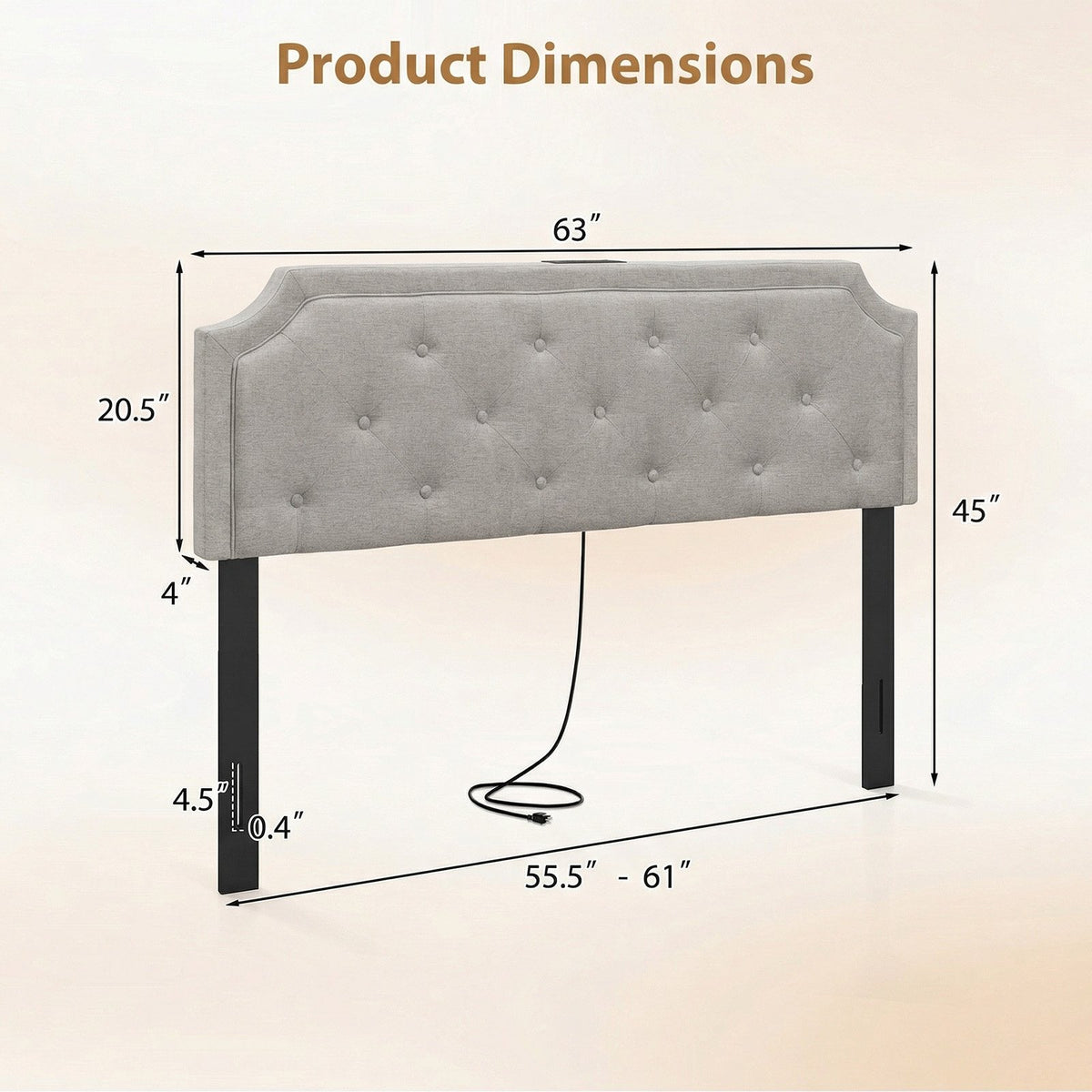 Headboard for Queen and Full Size Bed Tufted Upholstered Head Board-Gray view 5