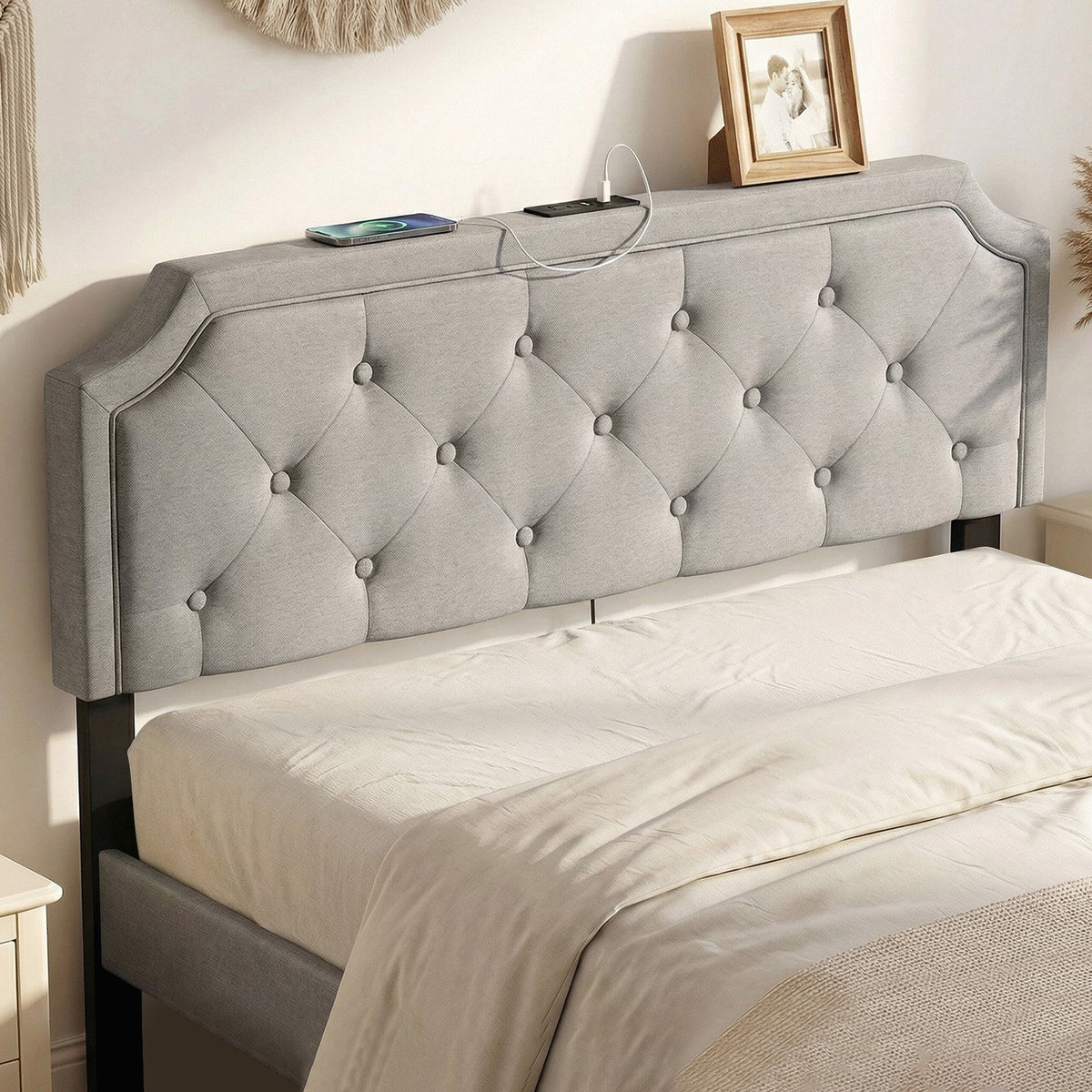 Headboard for Queen and Full Size Bed Tufted Upholstered Head Board-Gray view 6