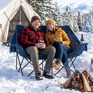 Heated Double Camping Chair with 4 Heating Zones and Wine Glass Holders-Navy view 3