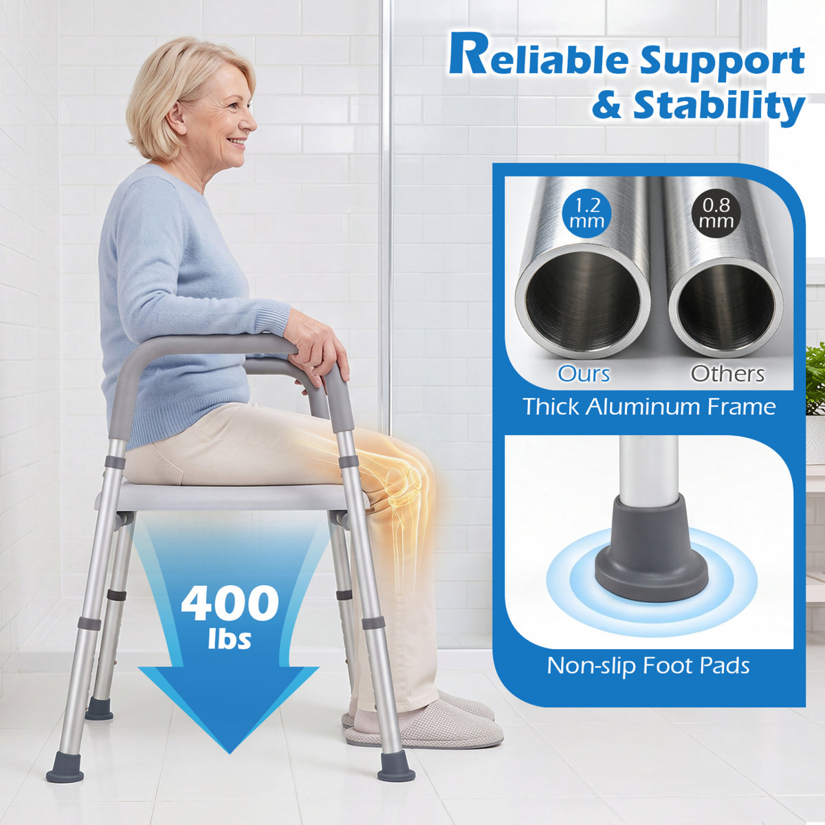 Heavy-duty 400 LBS Raised Toilet Seat with Non-slip Handles view 8
