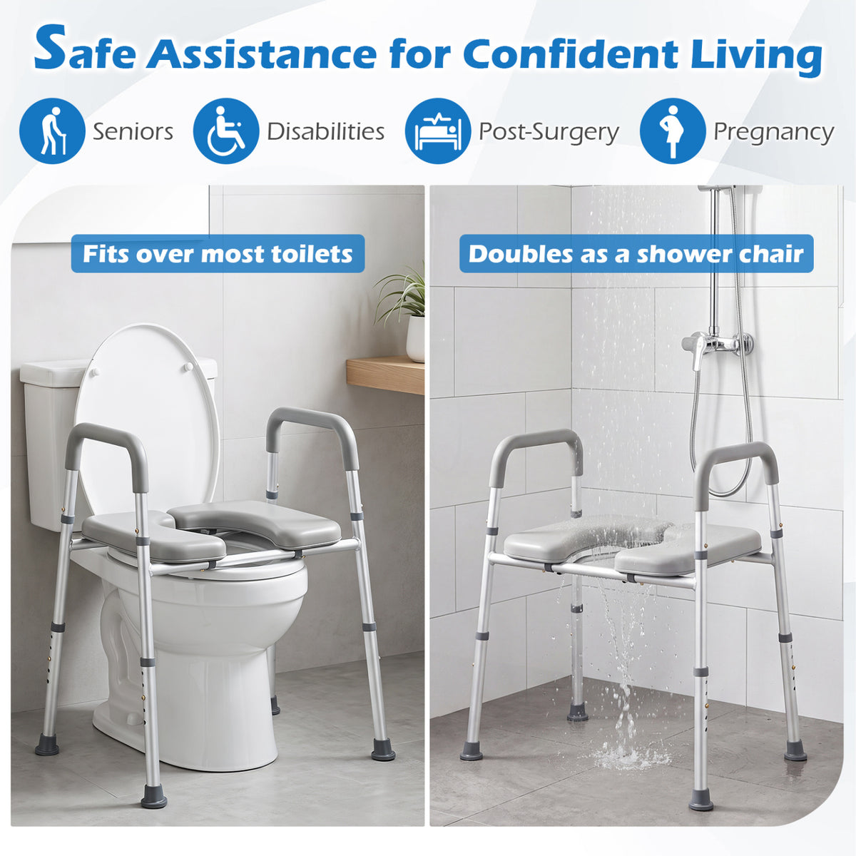 Heavy-duty 400 LBS Raised Toilet Seat with Non-slip Handles view 9