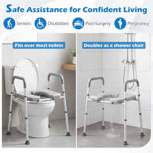Heavy-duty 400 LBS Raised Toilet Seat with Non-slip Handles view 9