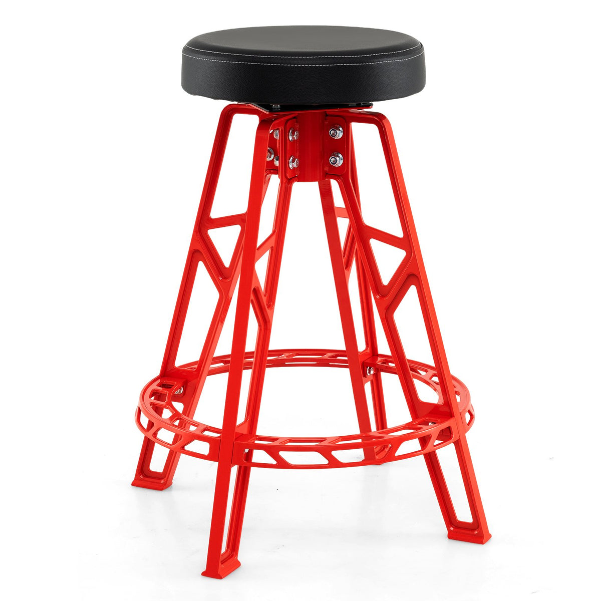 Heavy-Duty Aluminum Garage Bar Chair with 360° Swiveling Seat-Red