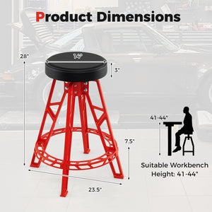 Heavy-Duty Aluminum Garage Bar Chair with 360° Swiveling Seat-Red view 4
