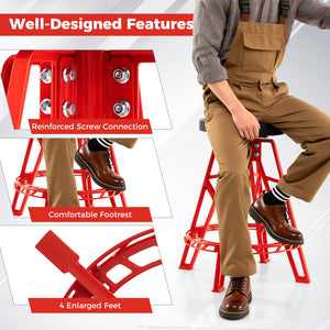 Heavy-Duty Aluminum Garage Bar Chair with 360° Swiveling Seat-Red view 9