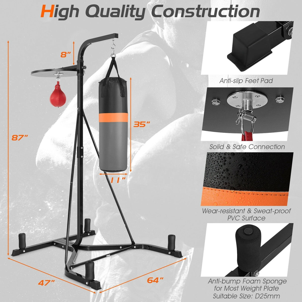 Heavy Duty Boxing Punching Stand With Heavy Bag view 5