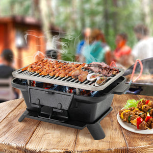 100% Cast Iron Hibachi Grill with Grill Grate Lifter view 2